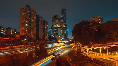 8K大气延时深圳南山腾讯大厦繁华夜景车流视频的预览图